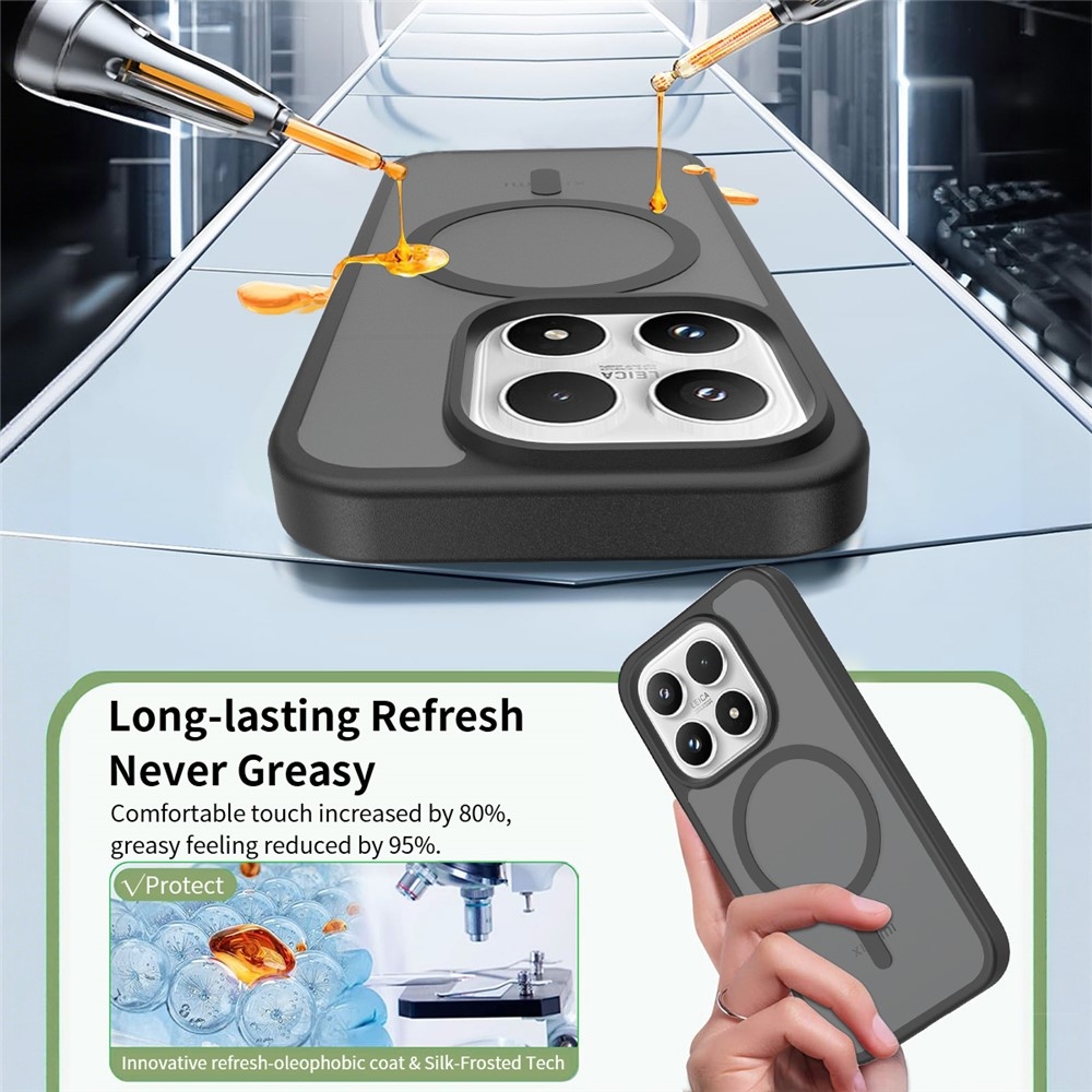 Matt zselés tok fix hátlappal és MagSafe-rel Xiaomi 17-hez - fekete