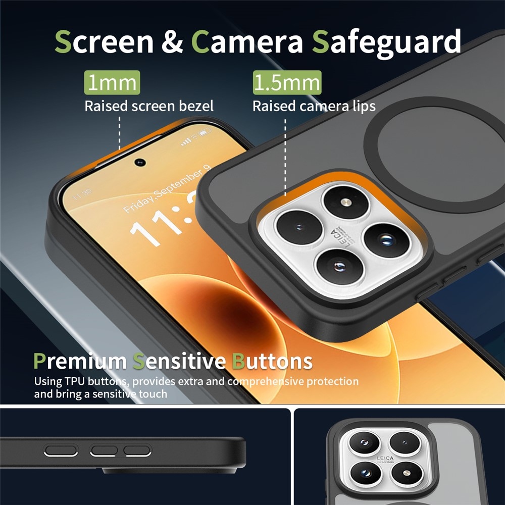 Matt zselés tok fix hátlappal és MagSafe-rel Xiaomi 17-hez - fekete