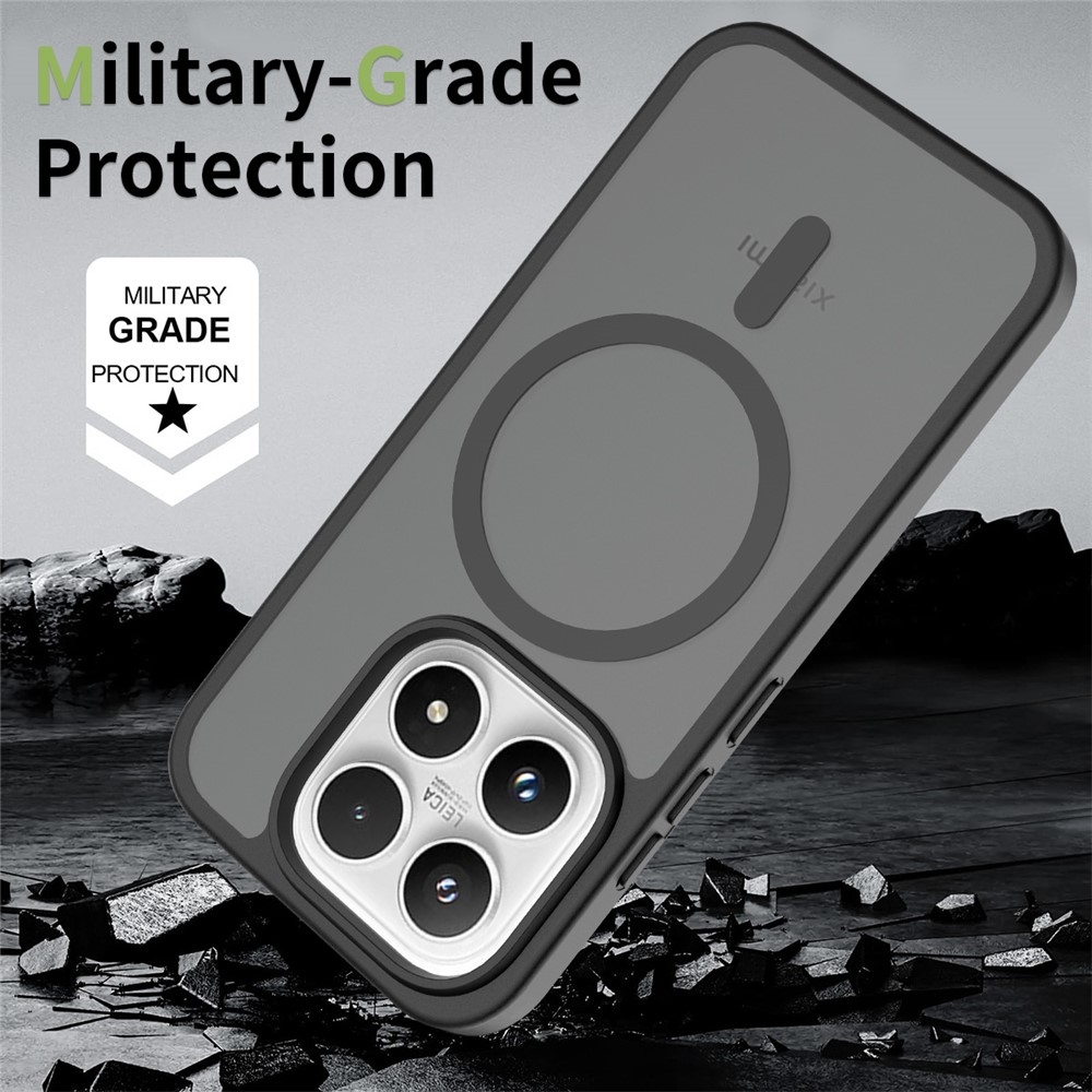 Matt zselés tok fix hátlappal és MagSafe-rel Xiaomi 17-hez - fekete