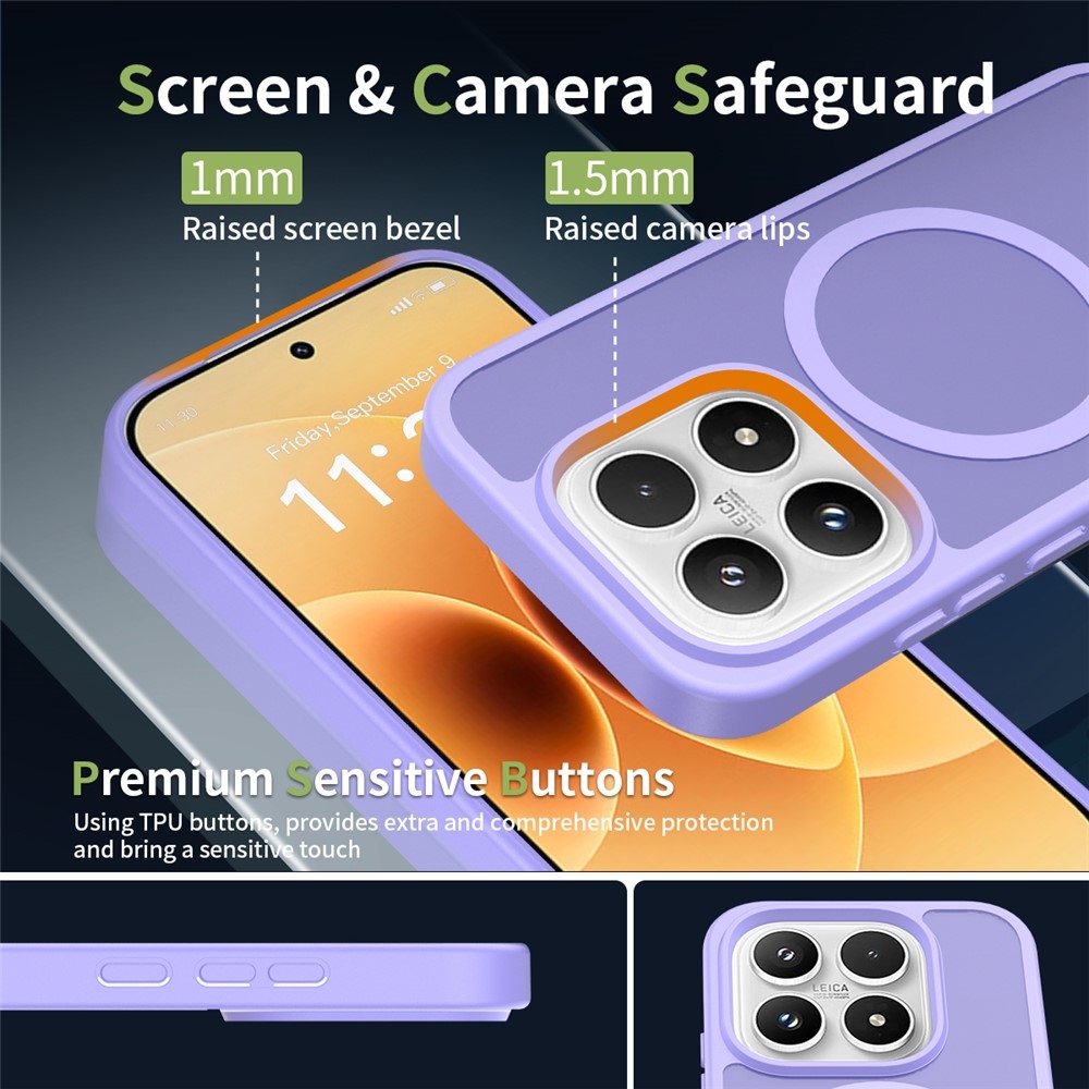 Matt zselés tok fix hátlappal és MagSafe a Xiaomi 17-hez - lila