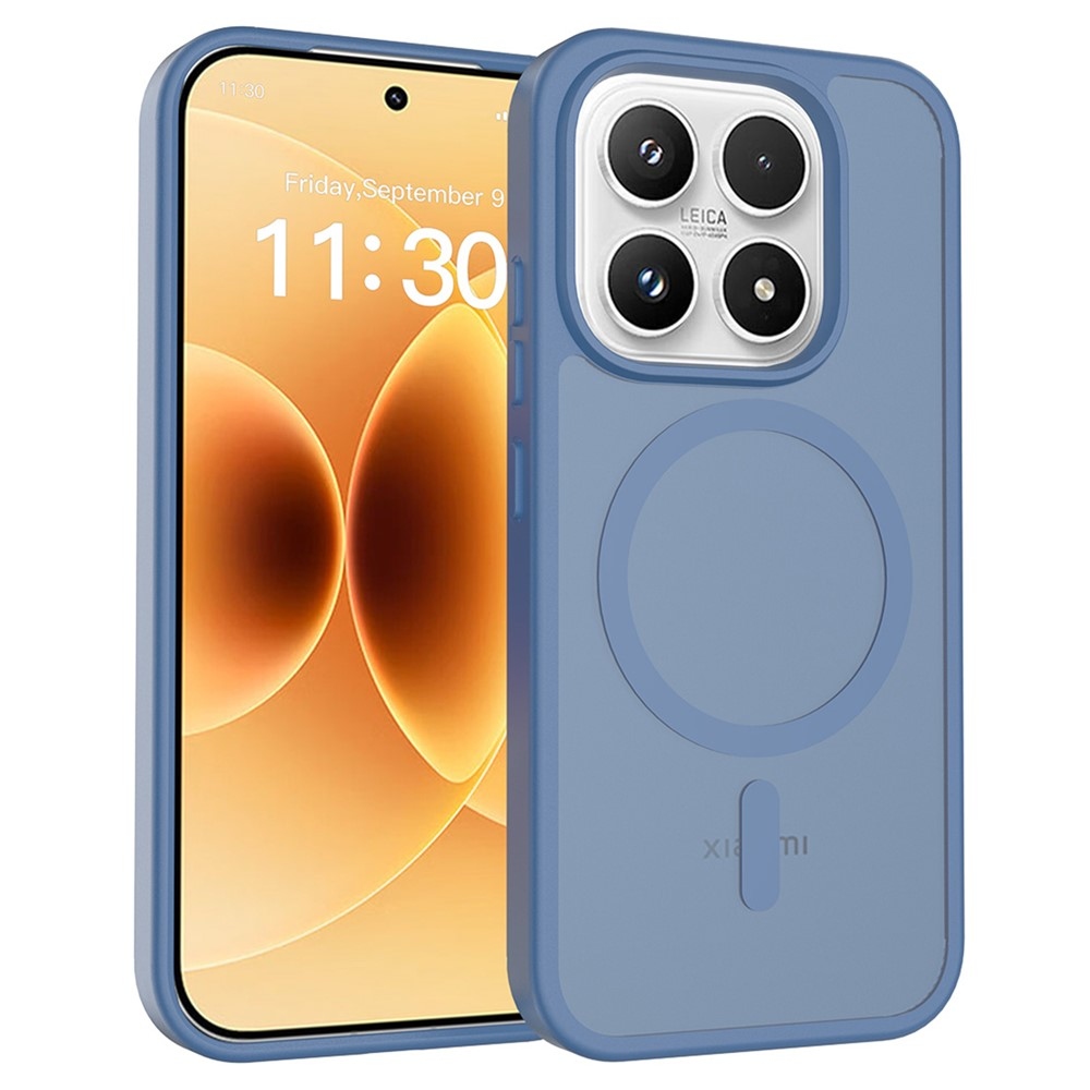 Matt zselés tok fix hátlappal és MagSafe készülékkel Xiaomi 17-hez - kék