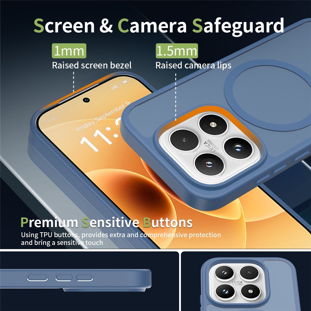 Matt zselés tok fix hátlappal és MagSafe készülékkel Xiaomi 17-hez - kék