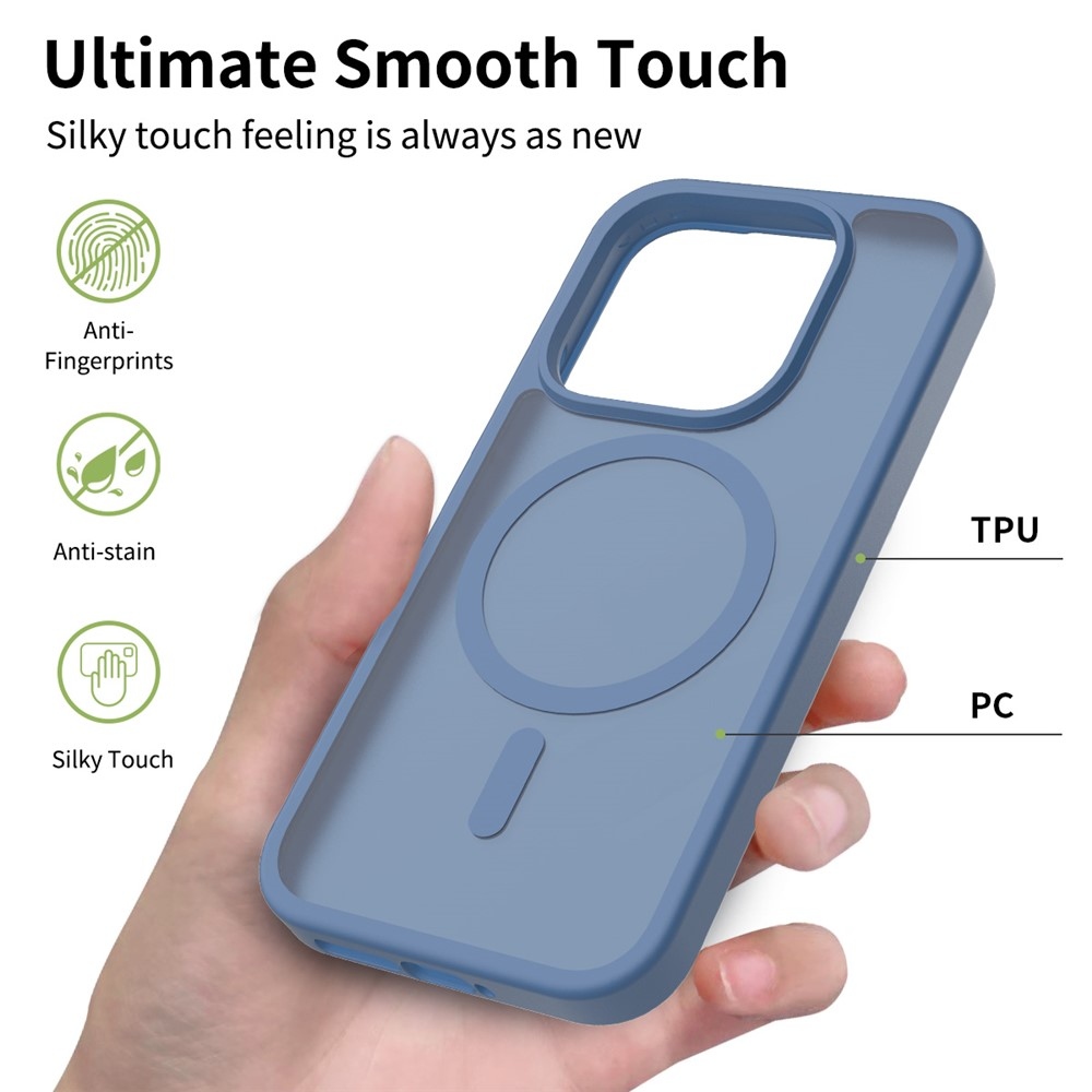 Matt zselés tok fix hátlappal és MagSafe készülékkel Xiaomi 17-hez - kék