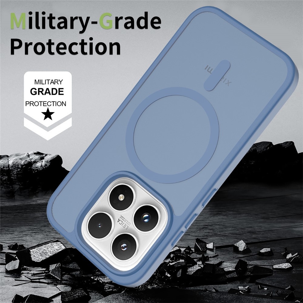 Matt zselés tok fix hátlappal és MagSafe készülékkel Xiaomi 17-hez - kék