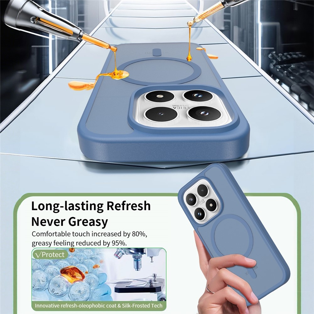 Matt zselés tok fix hátlappal és MagSafe készülékkel Xiaomi 17-hez - kék