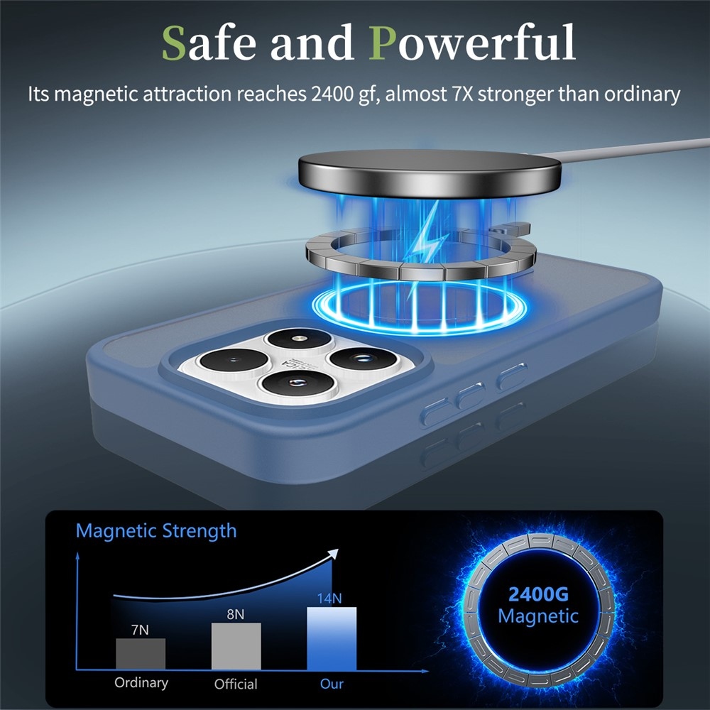 Matt zselés tok fix hátlappal és MagSafe készülékkel Xiaomi 17-hez - kék