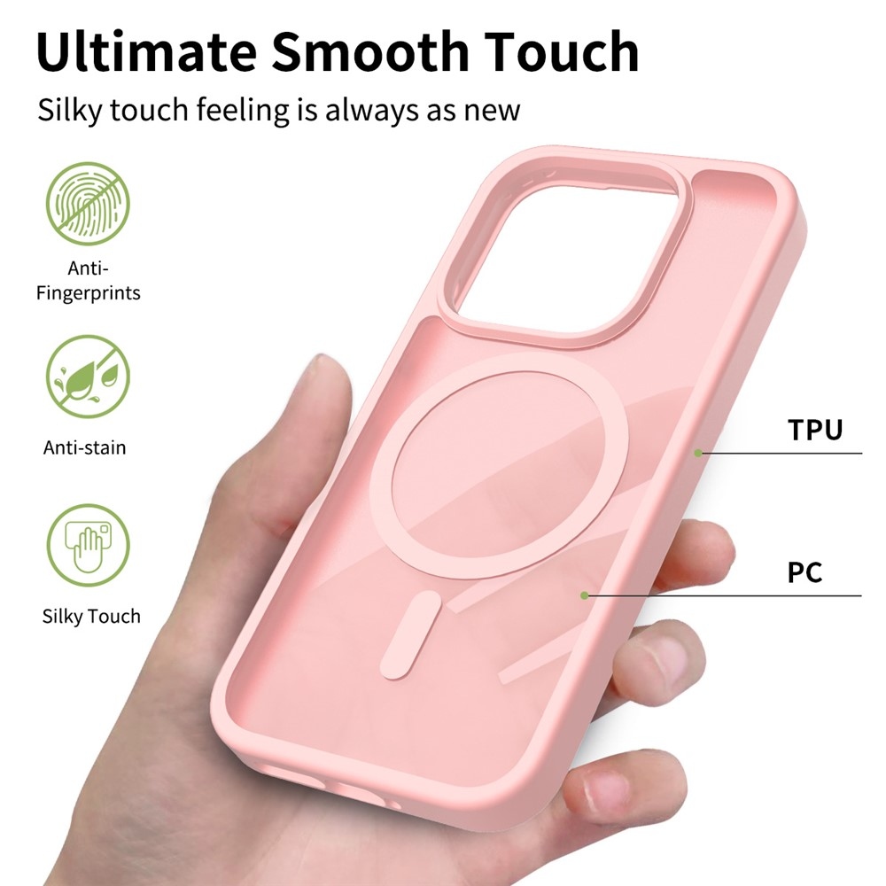 Matt zselés tok fix hátlappal és MagSafe a Xiaomi 17 - rózsaszínűre