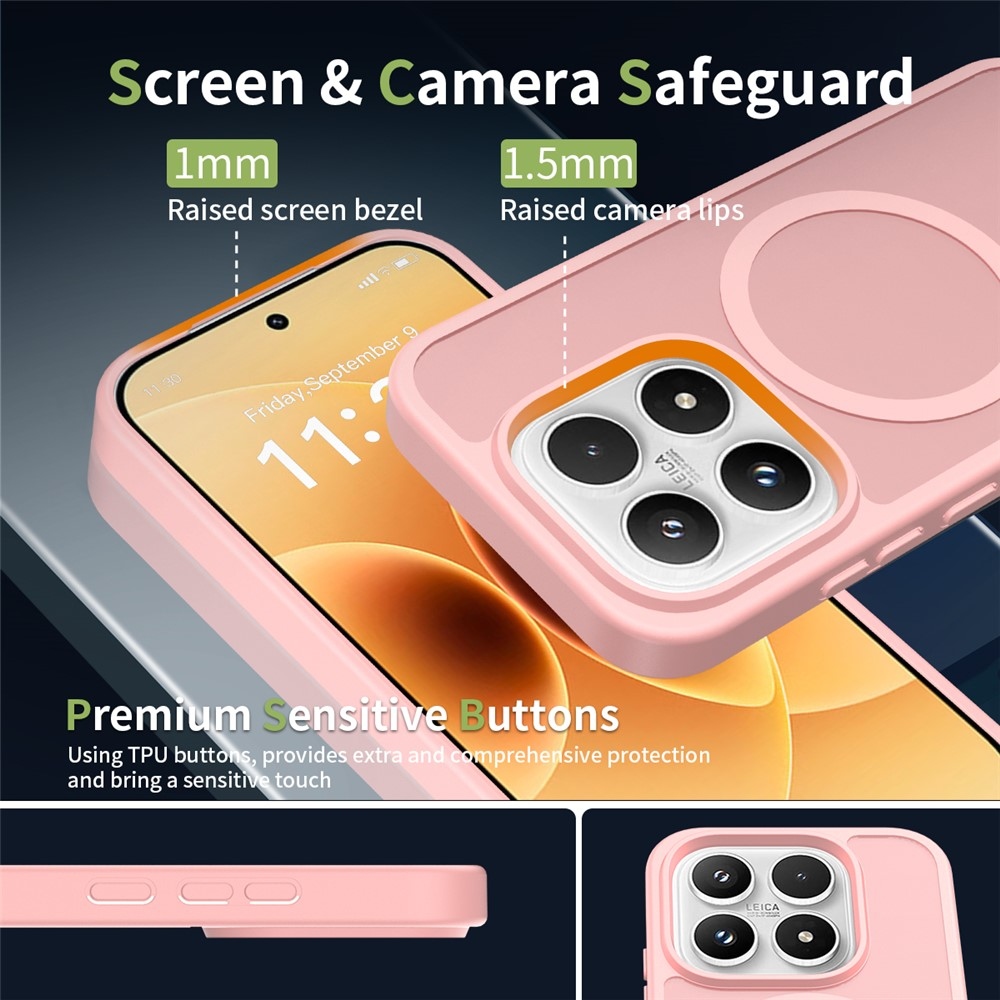 Matt zselés tok fix hátlappal és MagSafe a Xiaomi 17 - rózsaszínűre