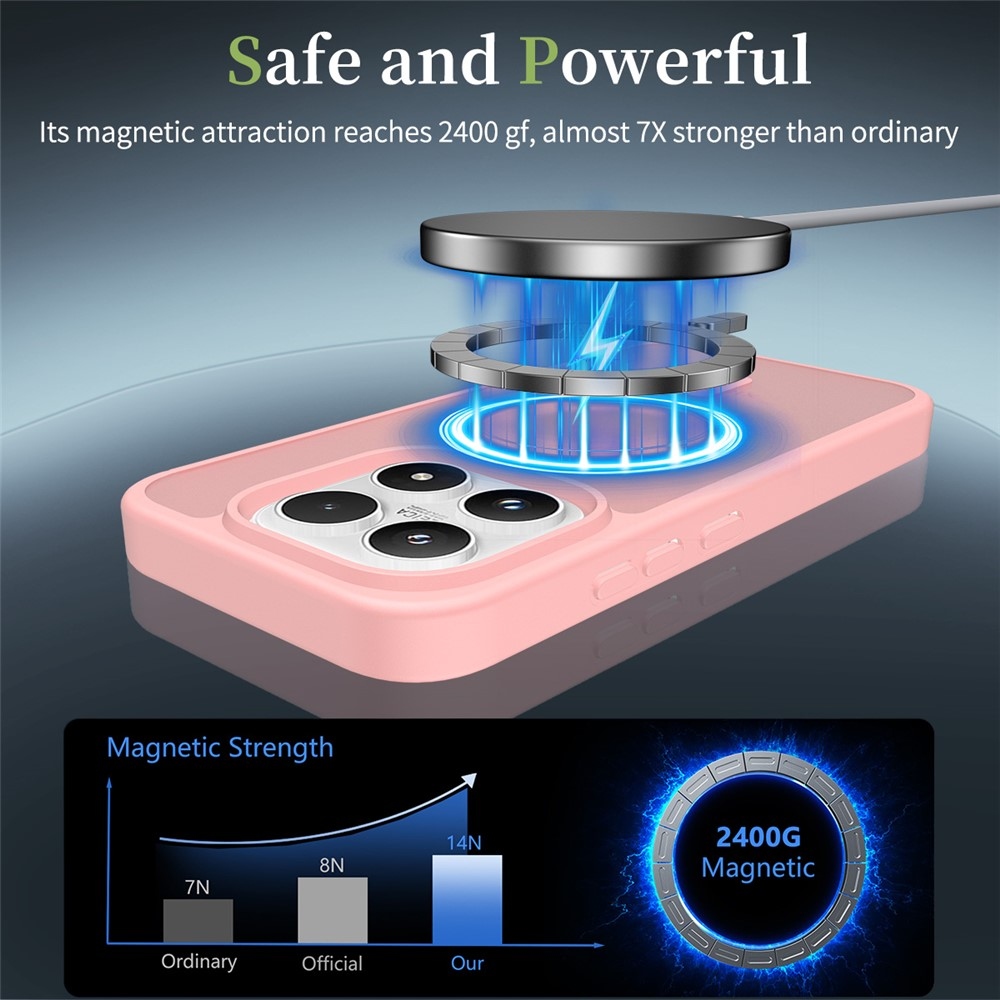 Matt zselés tok fix hátlappal és MagSafe a Xiaomi 17 - rózsaszínűre