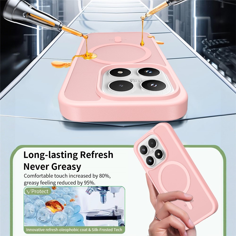 Matt zselés tok fix hátlappal és MagSafe a Xiaomi 17 - rózsaszínűre