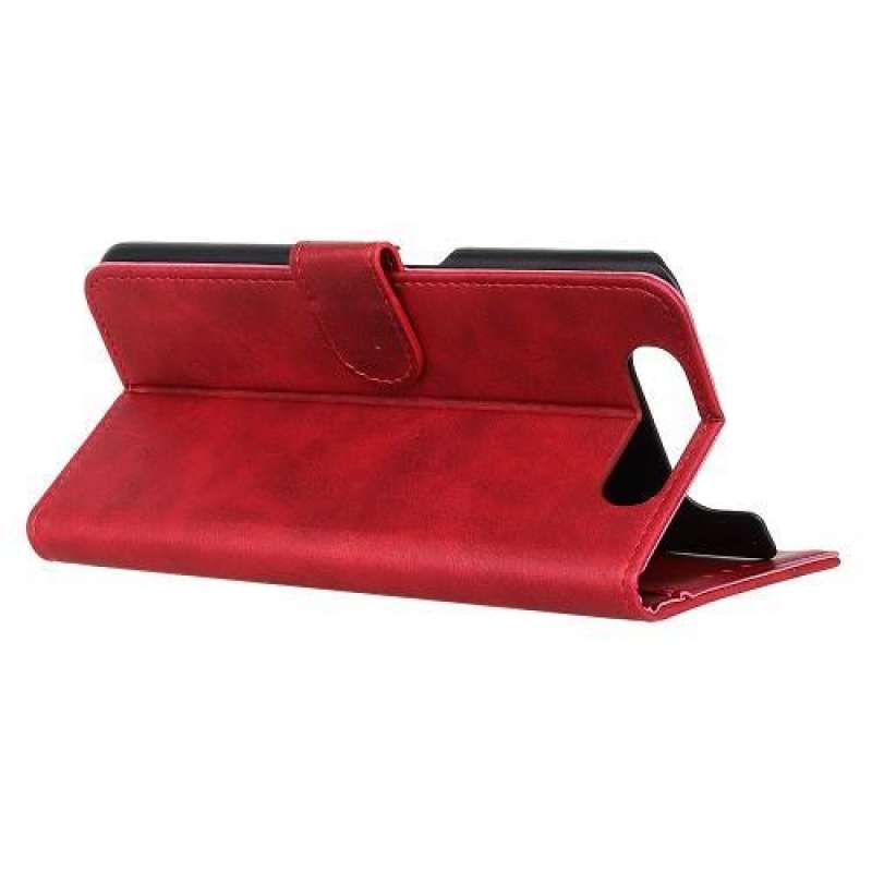 Matt PU bőr tok állvánnyal Samsung Galaxy A80-hoz - piros