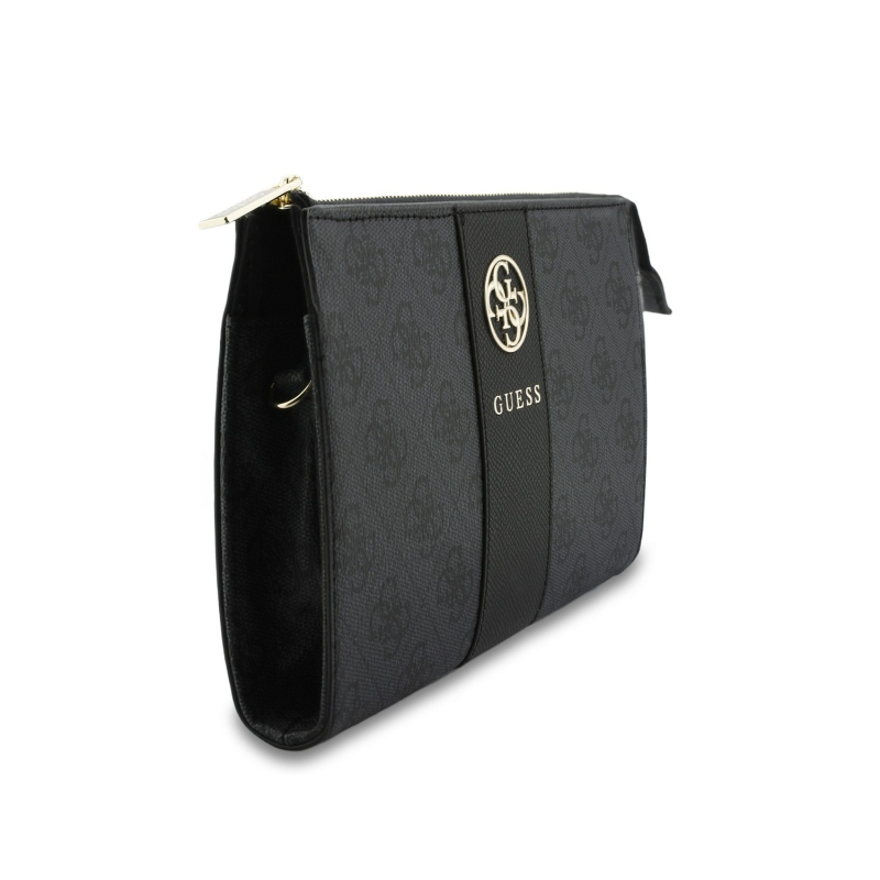 Guess PU 4G Stripe Metal Logo mobiltelefon-táska, fekete