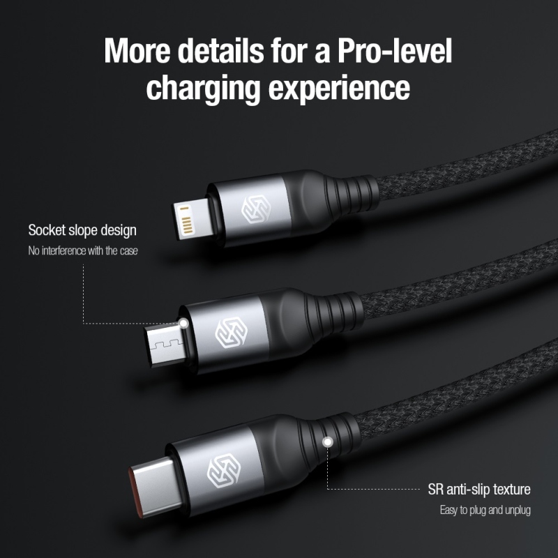 Nillkin adatkábel Swift Pro 3in1 1.5m fekete