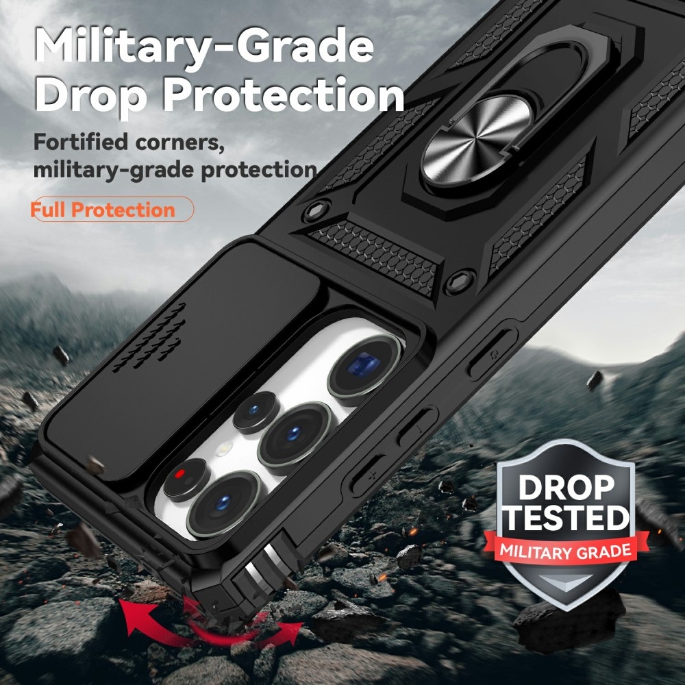 Gyűrűálló borítás Samsung Galaxy S25 Ultra készülékhez - fekete