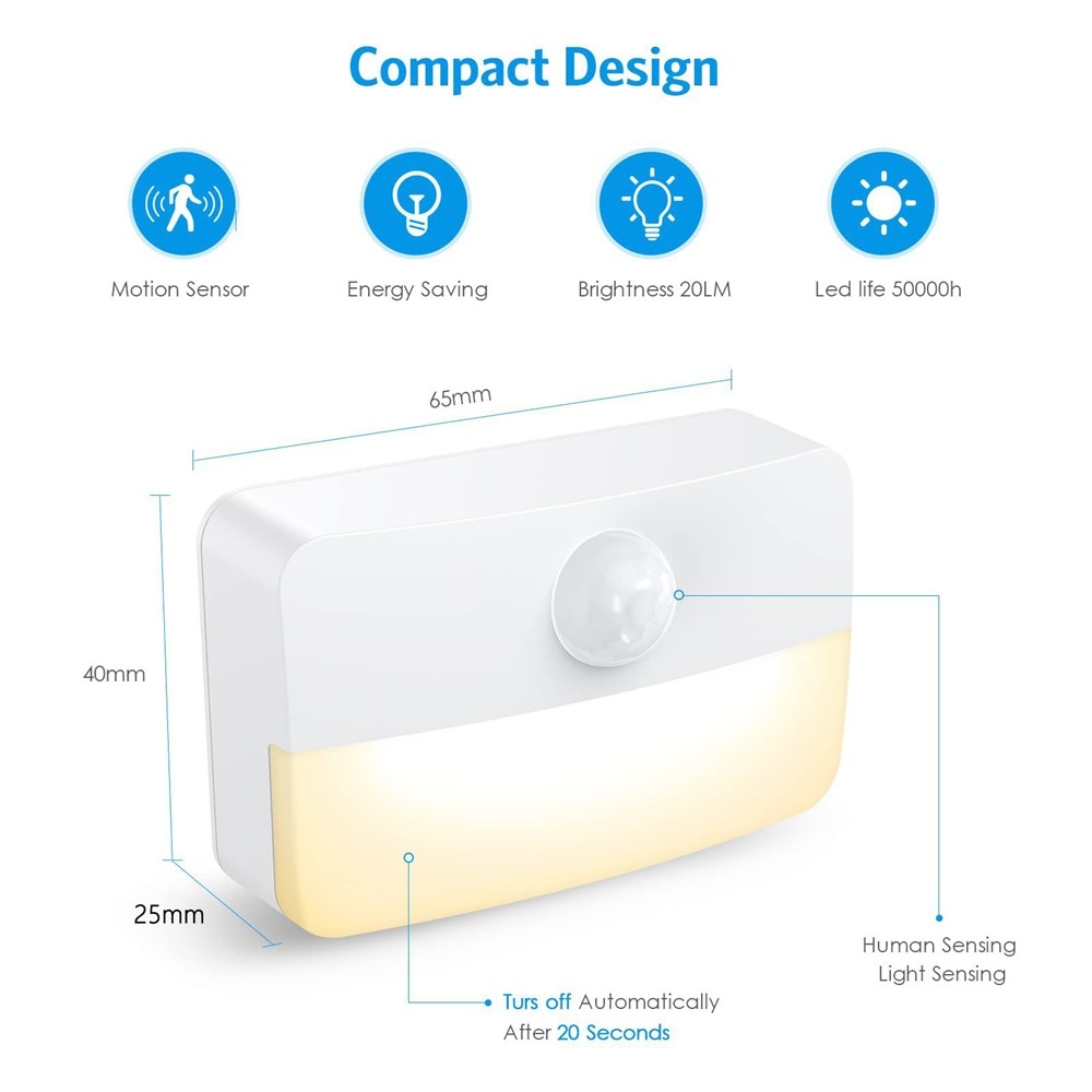 Beltéri, elemes LED lámpa mozgásérzékelővel – meleg fehér