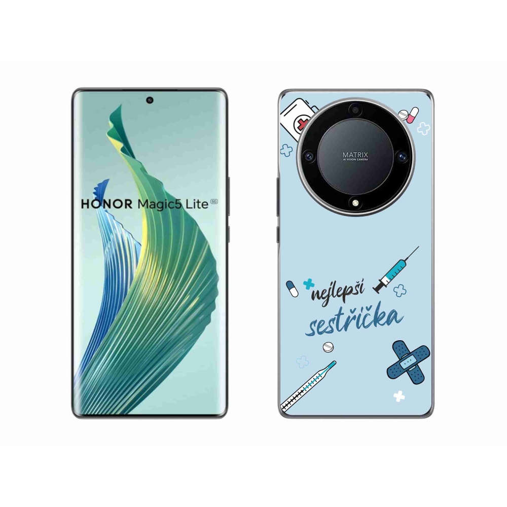 Gél borító mmCase a Honor Magic 5 Lite 5G-n - a legjobb kishúg kék háttérrel