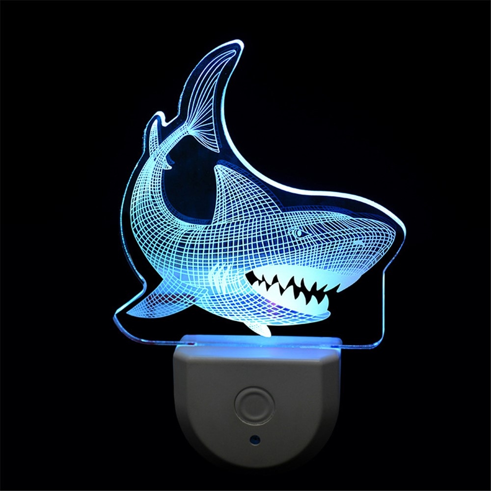 Gyerek LED éjszakai fény szenzoros konnektorba - cápa