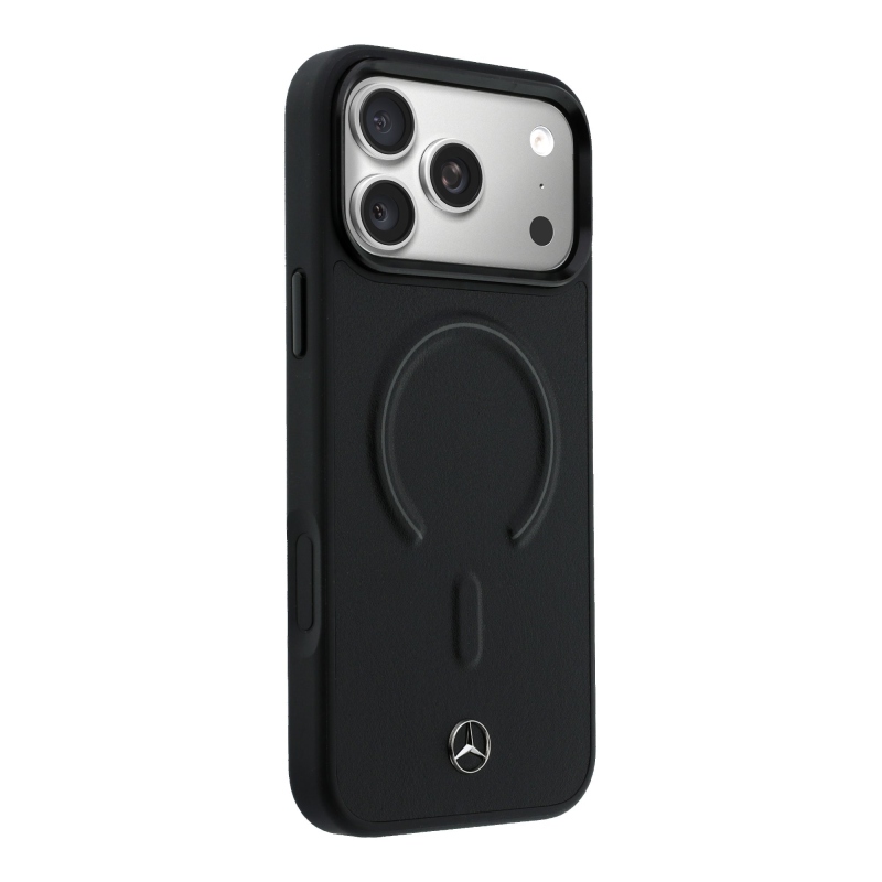 Mercedes PU bőr 3D MagSafe hátlap iPhone 17 Pro Max-hoz Fekete