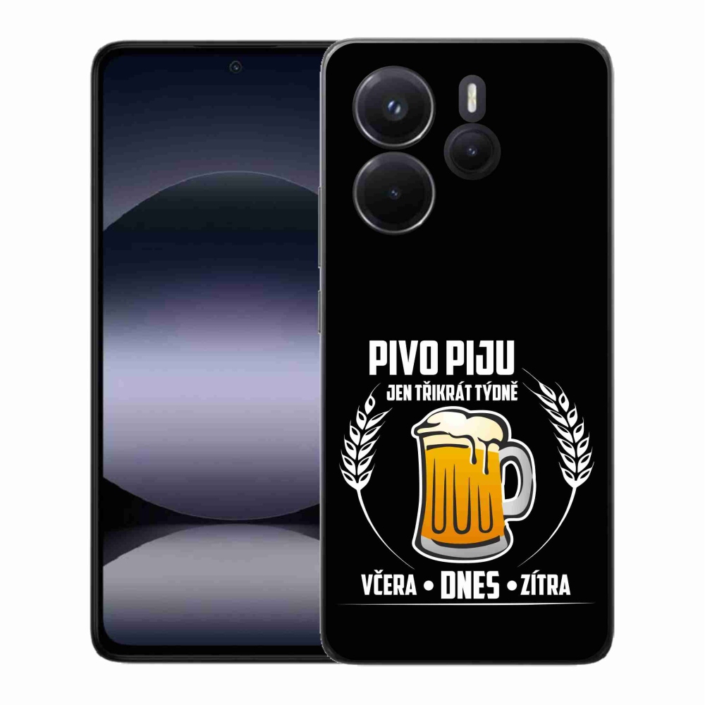 Gél borítás mmCase a Xiaomi Redmi Note 14-hez - sör motívum fekete háttérrel