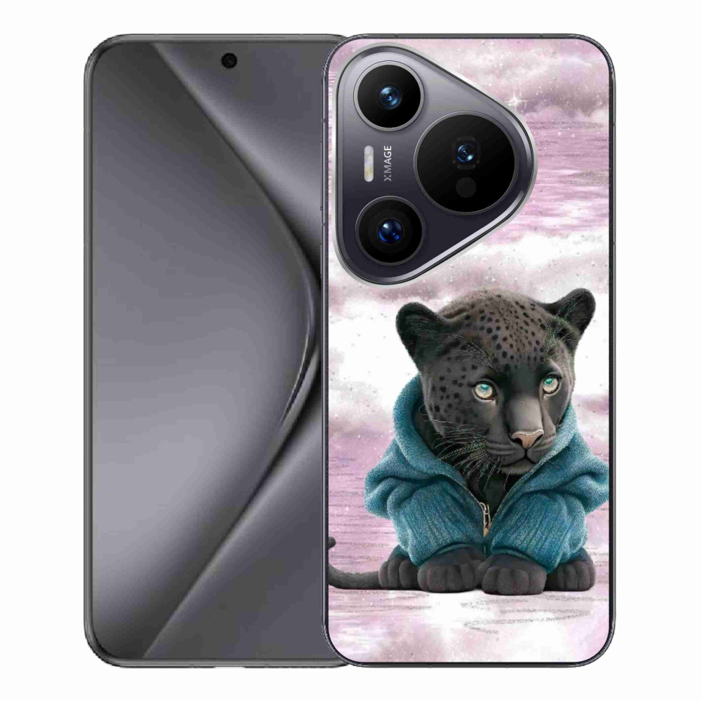 Gél borítás mmCase a Huawei Pura 70 Pro számára - fekete párduc pulóverben