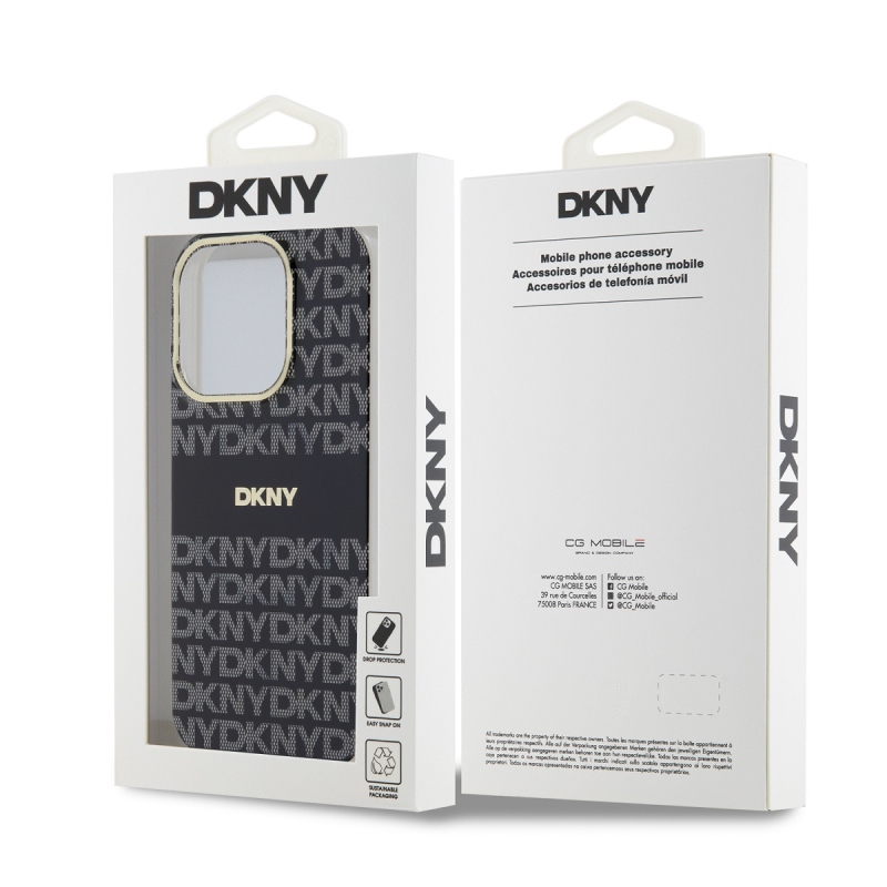 DKNY PC/TPU ismétlődő mintás tonális csíkos Magsafe hátlap iPhone 14 Pro Max-hoz Fekete