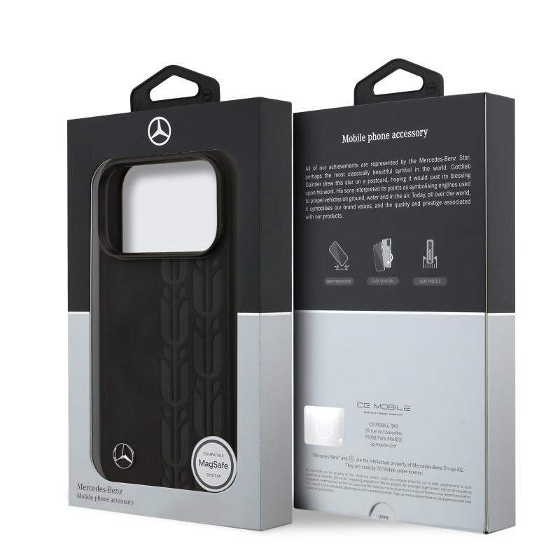 Mercedes Leather Lauer Leaves MagSafe hátlap iPhone 17 Pro fekete színű hátlaphoz