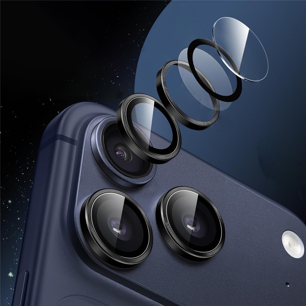 Fém-üveg kamera lencsék iPhone 18 Pro mobiltelefonhoz (különálló lencsék) – fekete