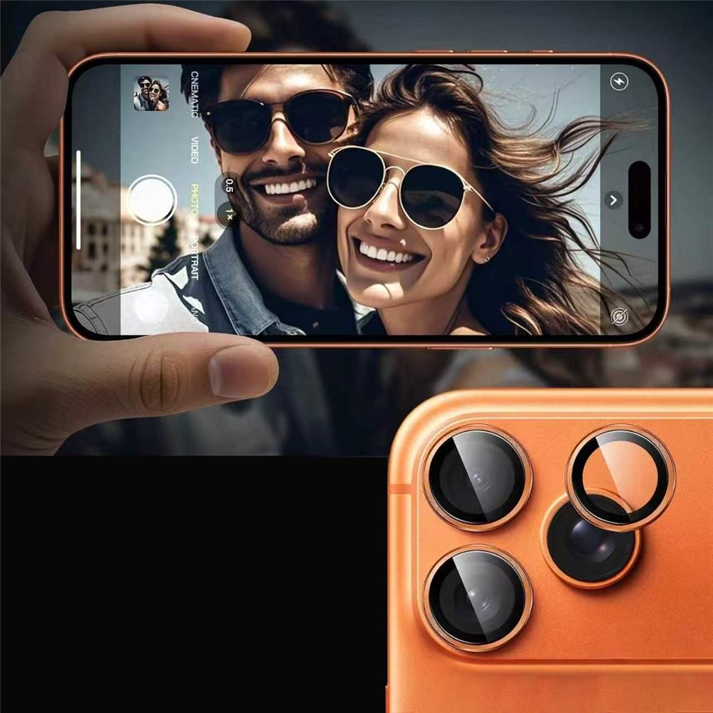 Fém-üveg kamera lencsék iPhone 18 Pro mobilhoz (különálló lencsék) – narancssárga