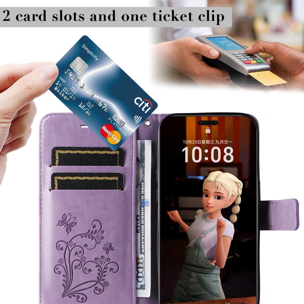 Nagy pillangó könyv tok a Honor Magic 7 Pro 5G számára - lila