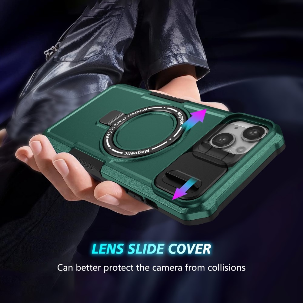 Fulcrum tartós borító kameravédelemmel és MagSafe funkcióval iPhone 14 készülékhez - Sötétzöld