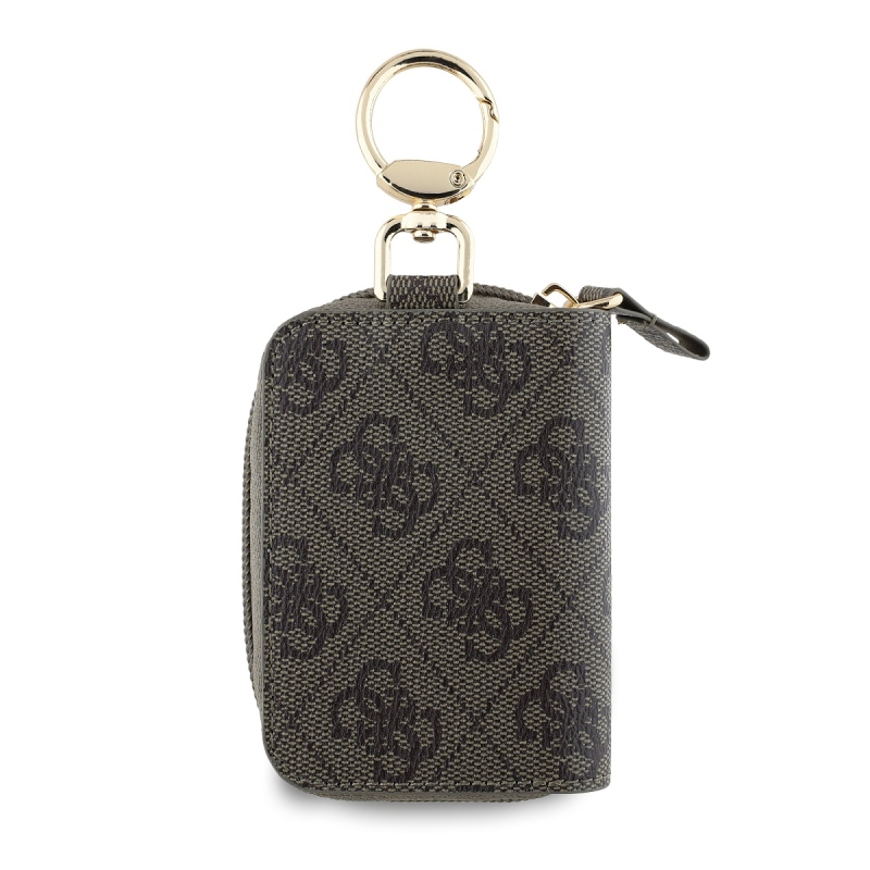 Guess PU 4G Script logós kulcstartó barna