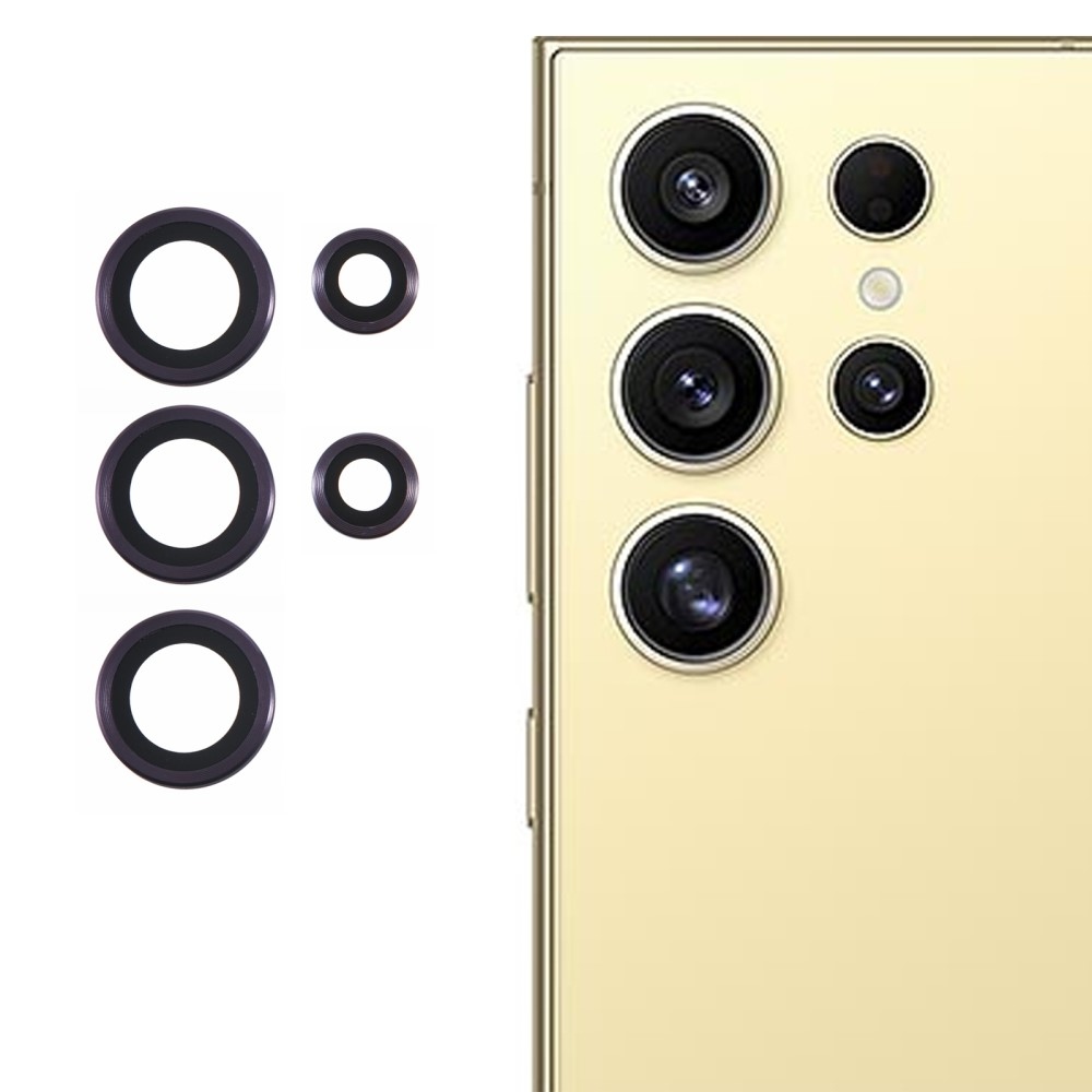 Fém kamera lencse üveg Samsung Galaxy S25 Ultra (3 különálló üveg) - sötét lila