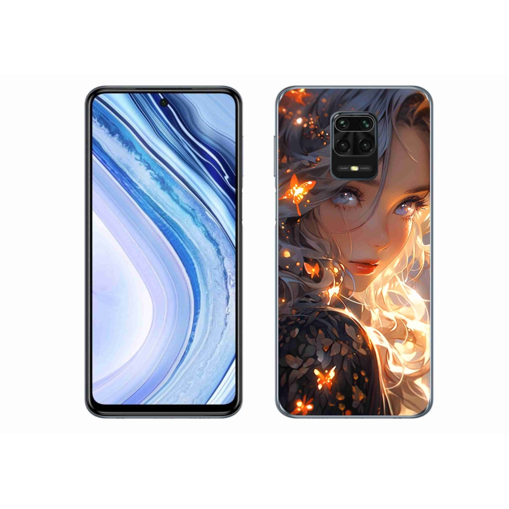 Gél borító mmCase a Xiaomi Redmi Note 9S-hez - lány és pillangók