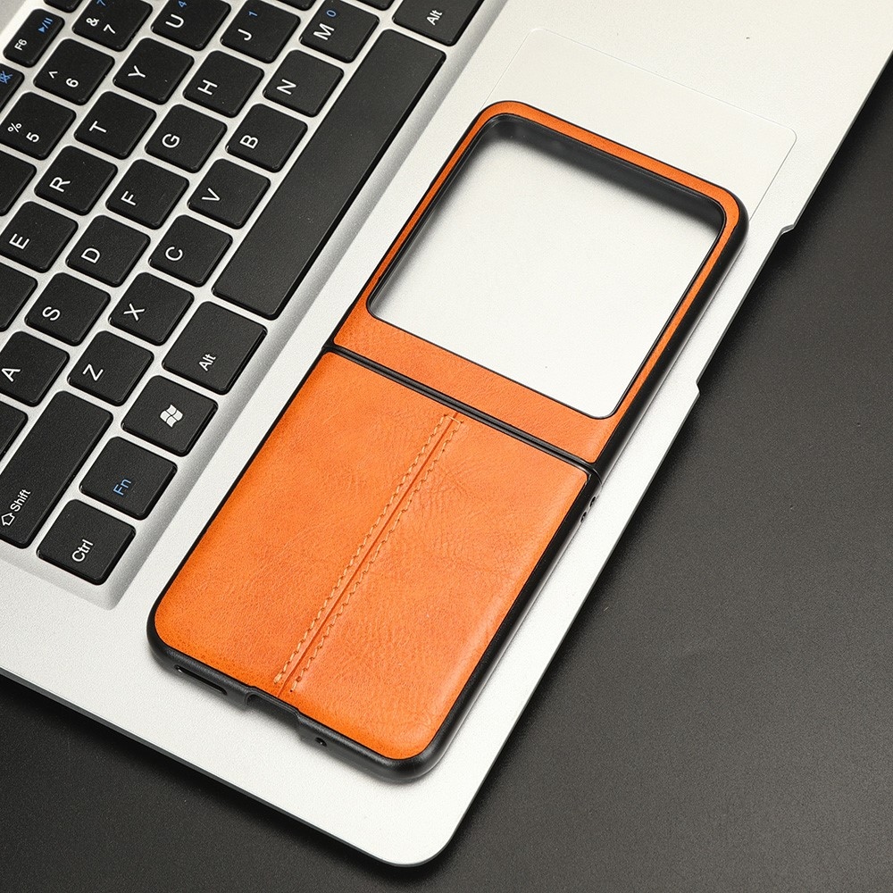Vintage műanyag borító műbőrrel a Motorola Razr 40 Ultra 5G készülékhez - narancssárga színben