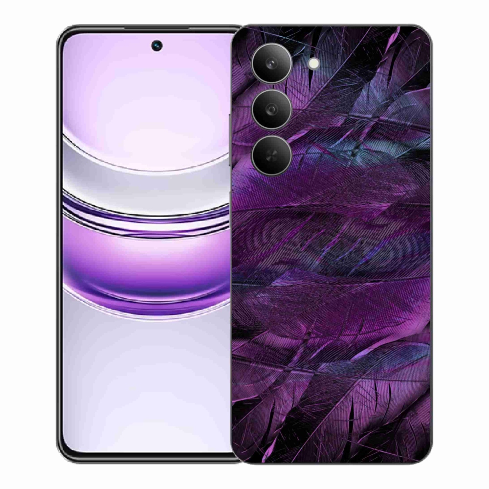 Gél borító mmCase a Realme 14x 5G készülékhez - lila tollak