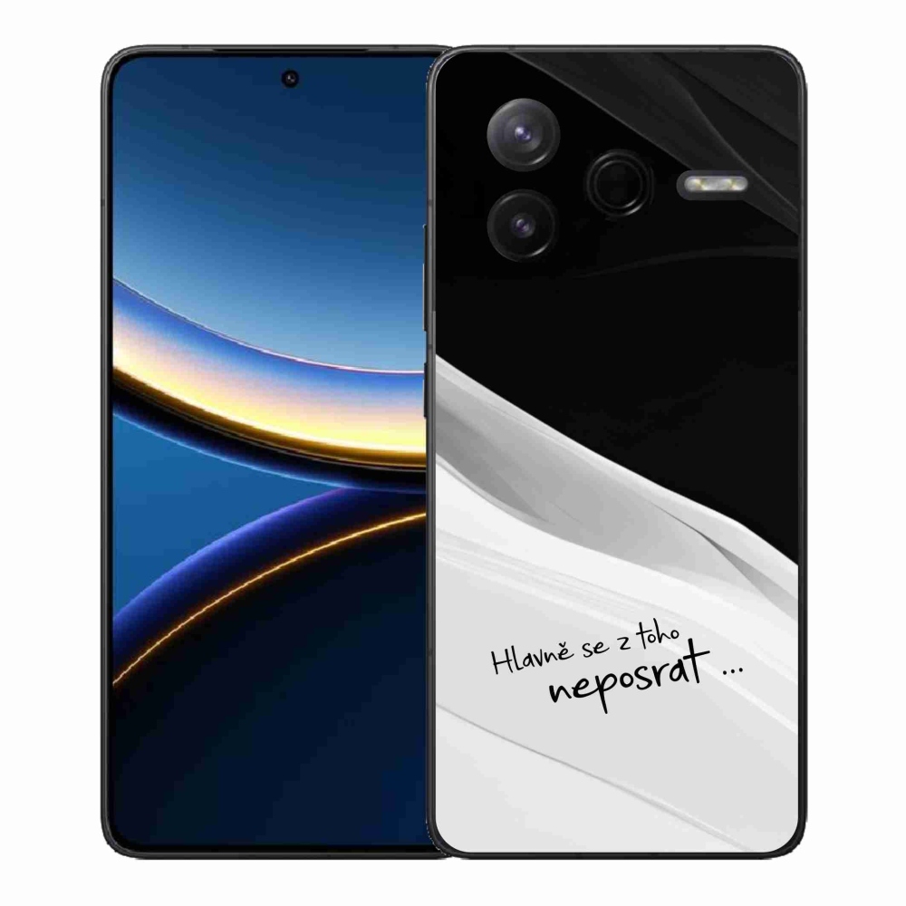 Gél borítás mmCase a Xiaomi Poco F7 Pro számára - vicces szöveg 13 fehér és fekete háttérrel