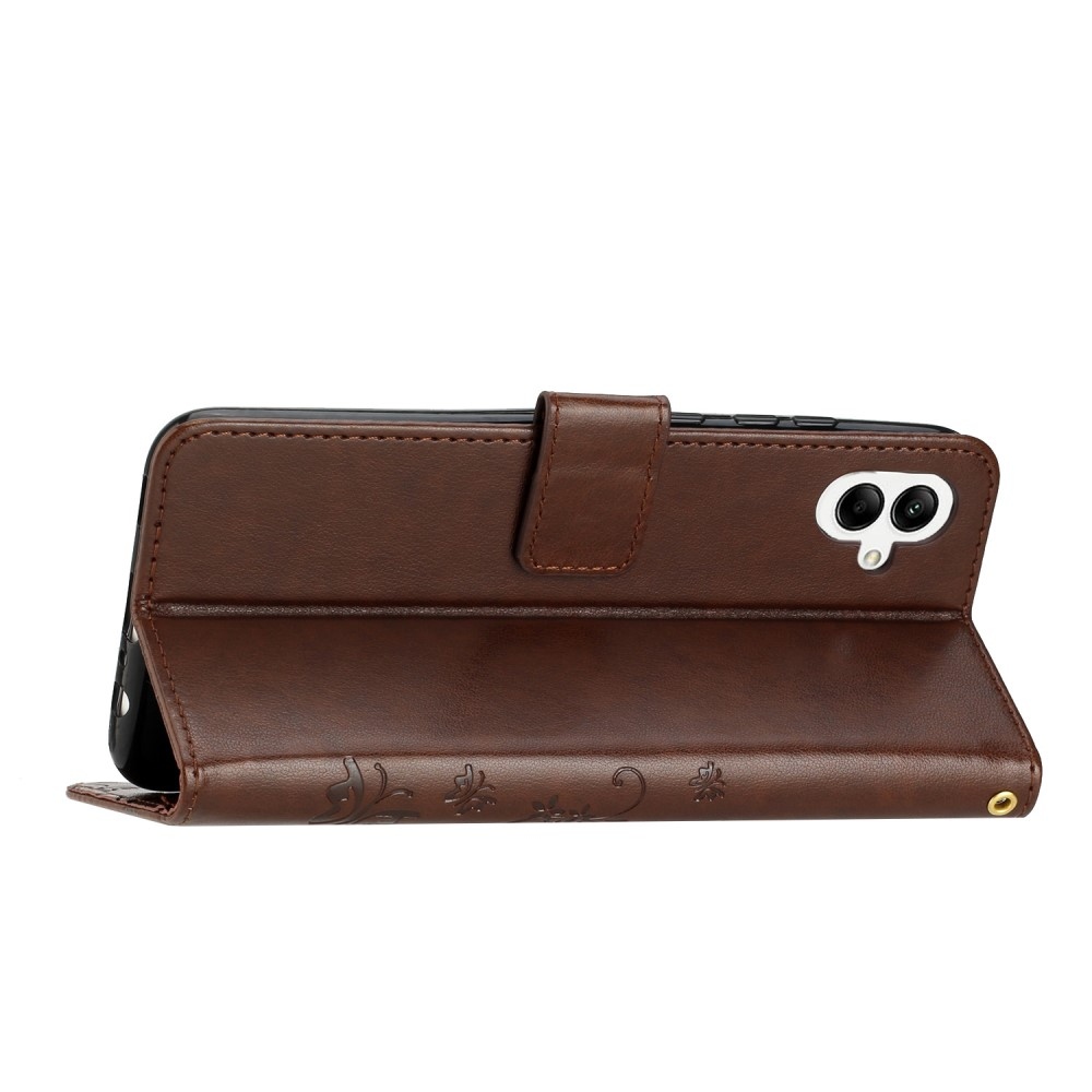 Virágok könyv tok Samsung Galaxy A06 4G - barna színben