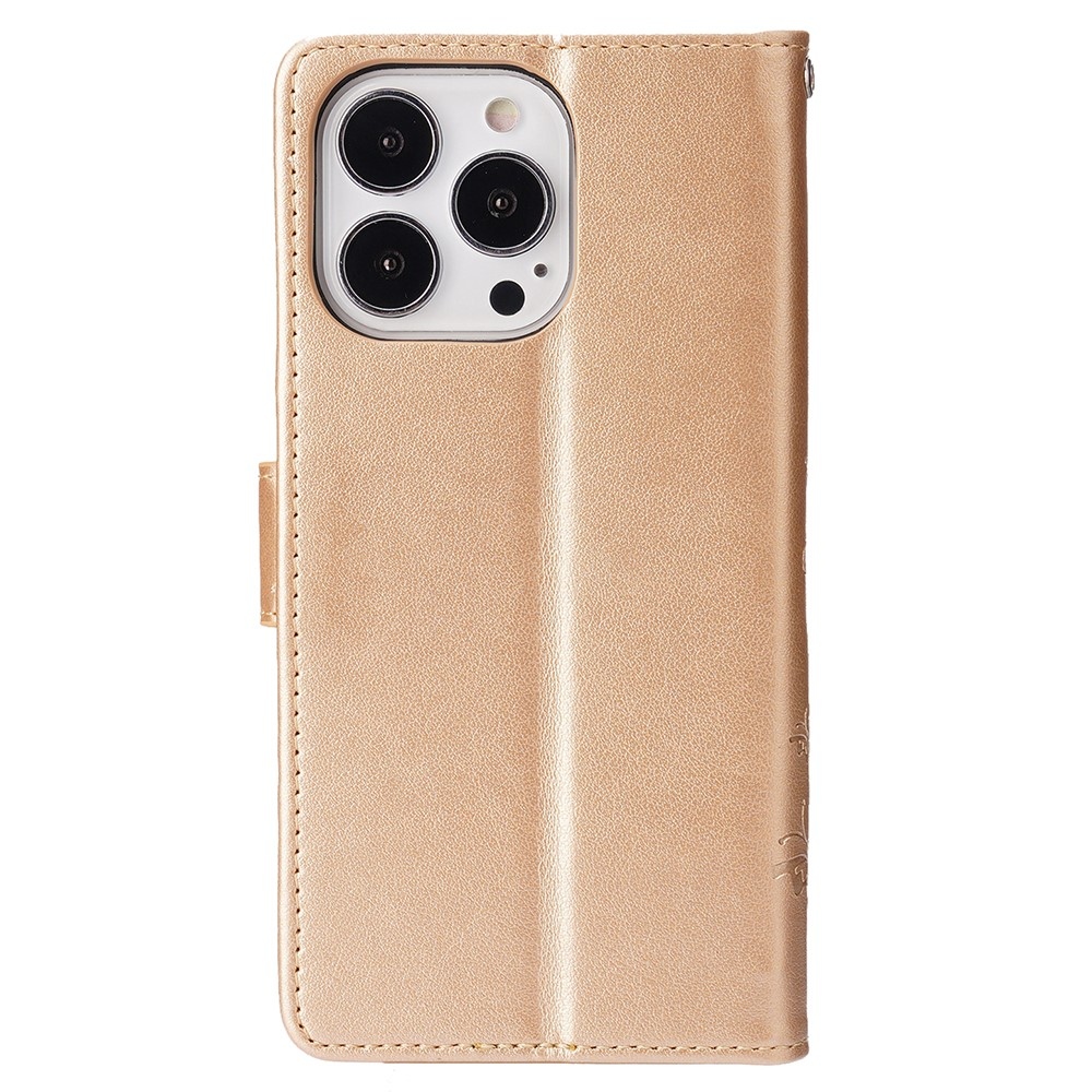 Virágok könyv tok iPhone 15 Pro készülékhez - arany