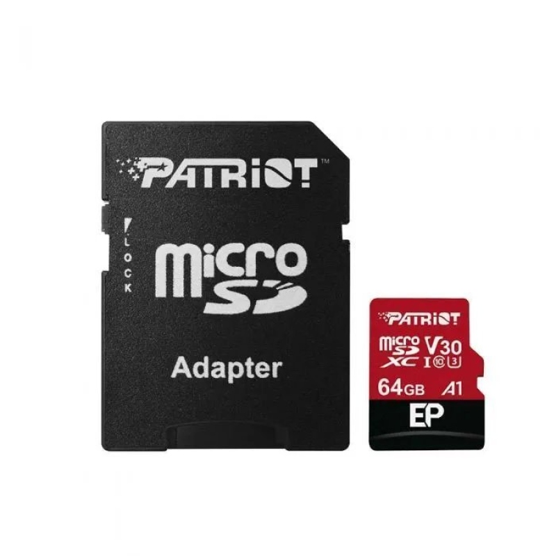 microSDXC 64GB Patriot A1 Class 10 osztály, beleértve a. Adapter