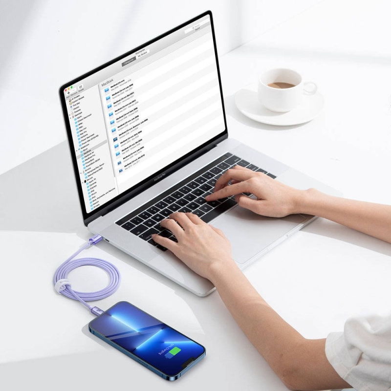 Baseus CAJY000205 Crystal Shine sorozatú adatkábel USB-C - Lightning 20W 1.2m lila