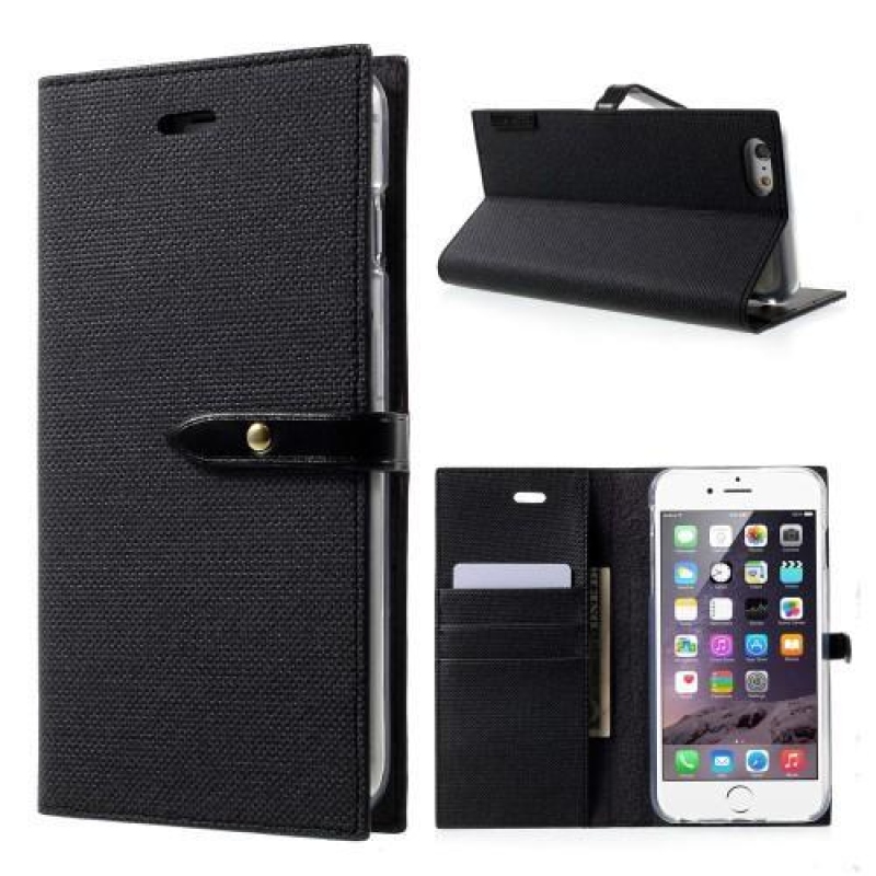 Stílusos PU bőr tok iPhone 6s Plus és 6 Plus készülékhez - fekete
