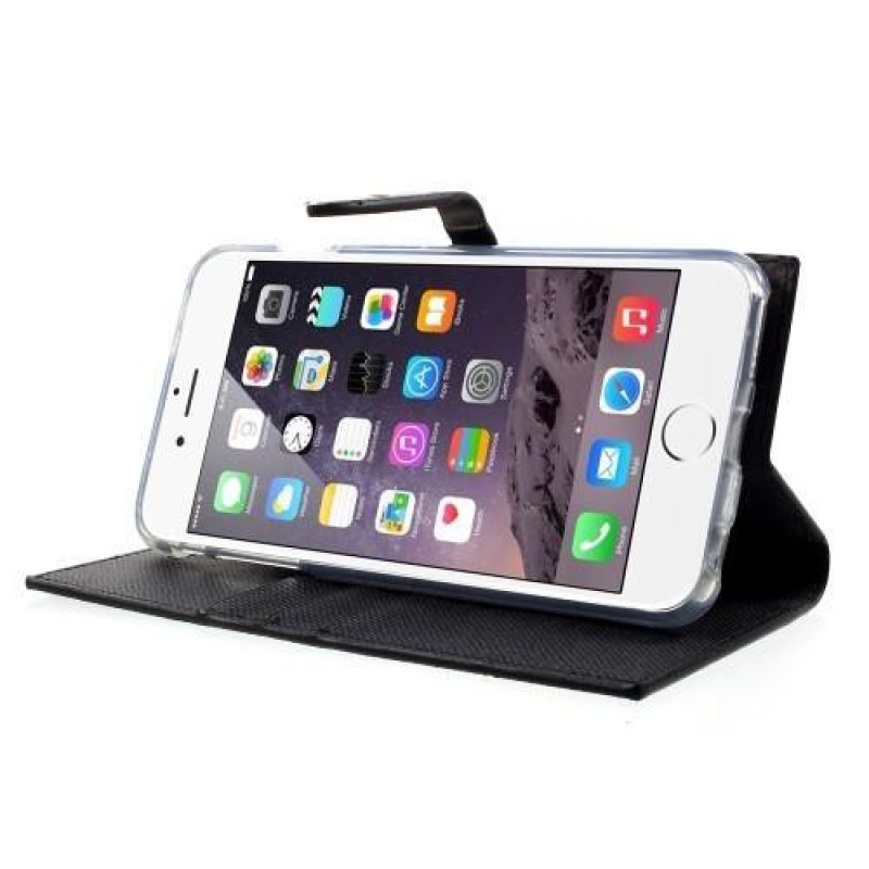 Stílusos PU bőr tok iPhone 6s Plus és 6 Plus készülékhez - fekete