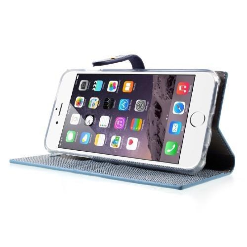 Stílusos PU bőr tok iPhone 6s Plus és 6 Plus készülékhez - kék