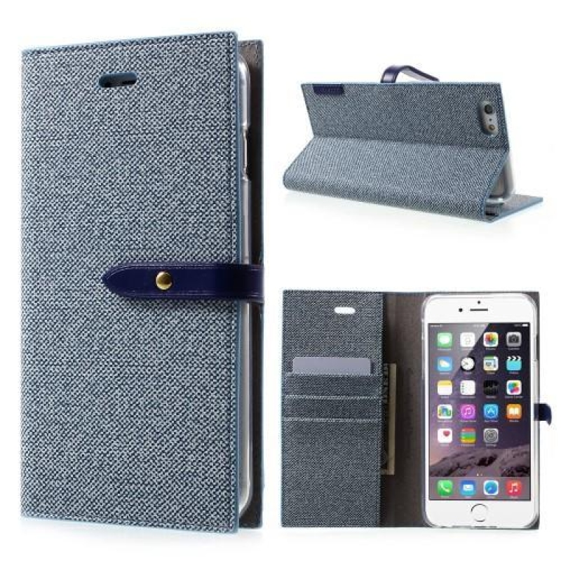 Stílusos PU bőr tok iPhone 6s Plus és 6 Plus készülékhez - kék