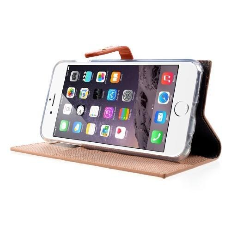 Elegáns PU bőr tok iPhone 6s Plus és 6 Plus készülékhez - narancssárga színben