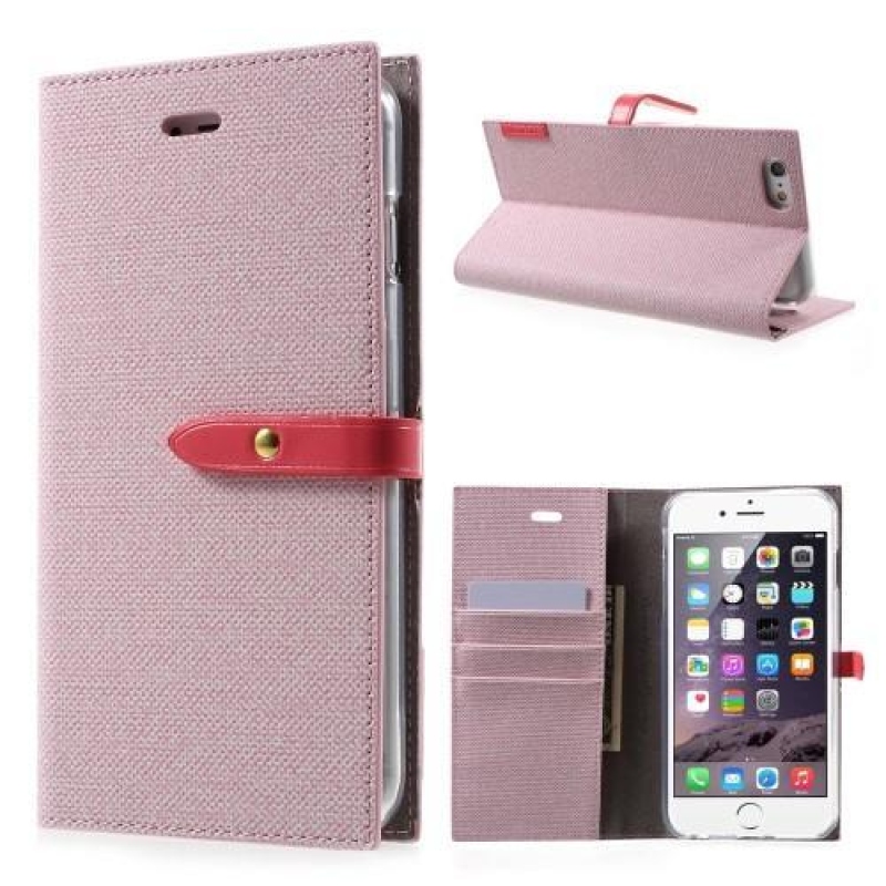 Stílusos PU bőr tok iPhone 6s Plus és 6 Plus készülékhez - rózsaszín