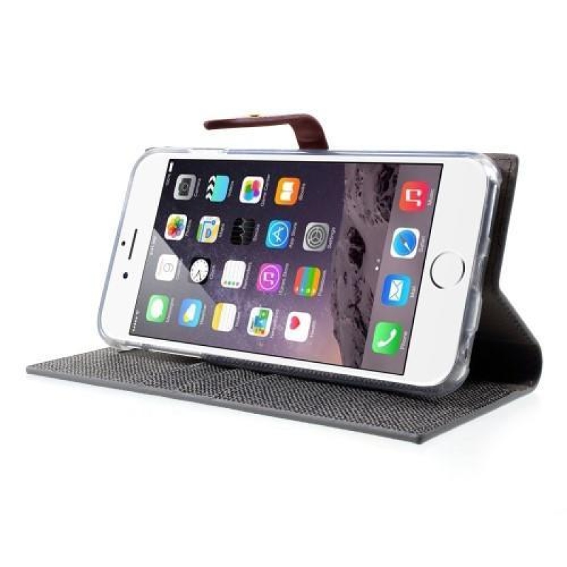 Stílusos PU bőr tok iPhone 6s Plus és 6 Plus készülékhez - szürke
