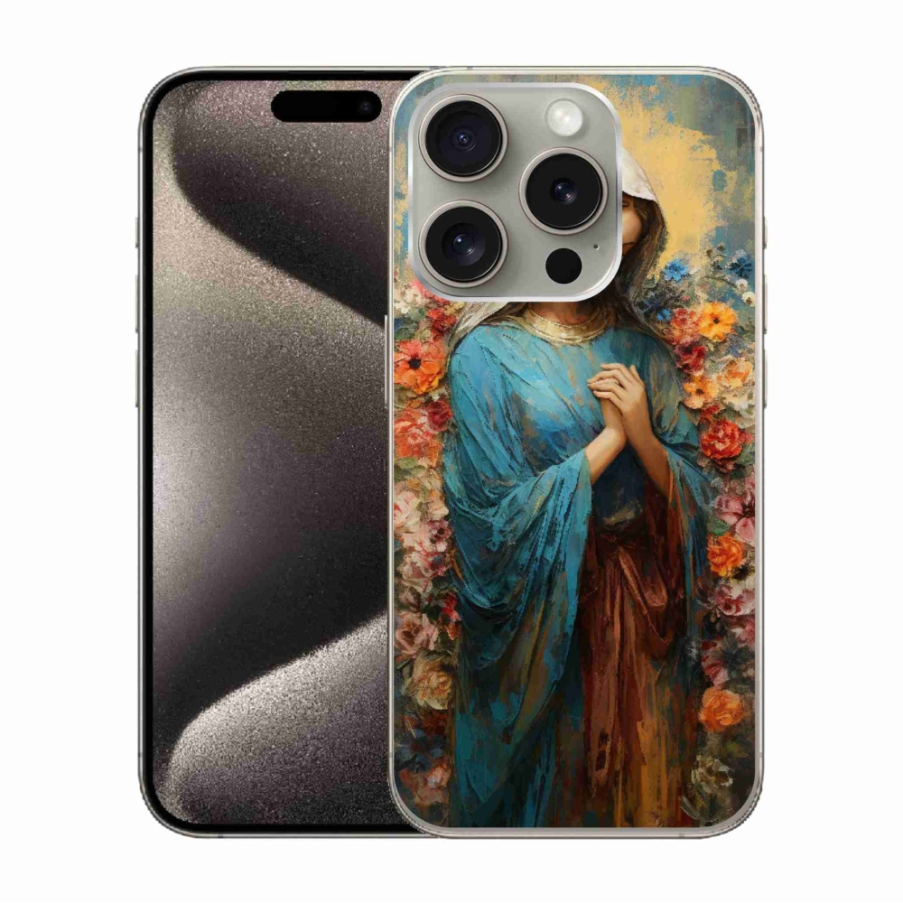 Zselés borítás mmCase iPhone 15 Pro készülékhez - szent nő