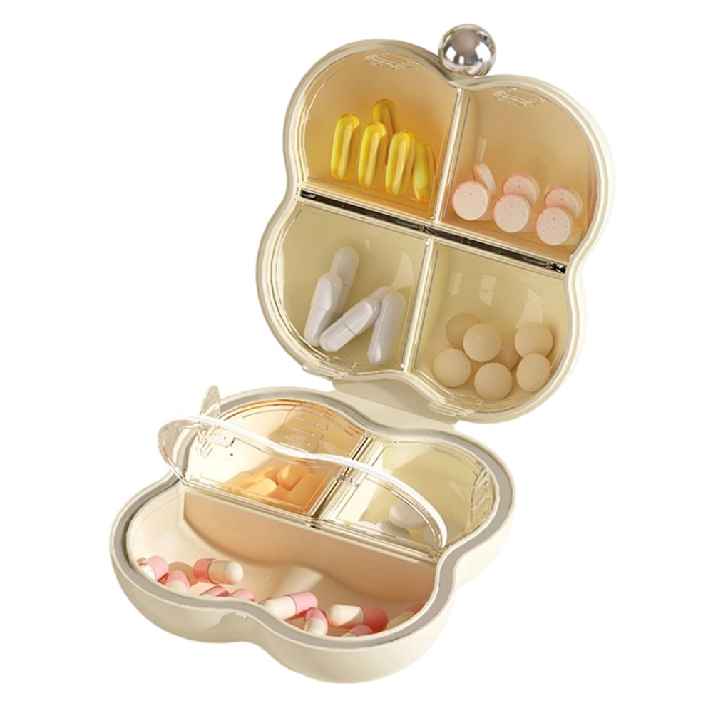 Mini gyógyszer- és ékszerszervező 7 rekesszel - virágmintás fehér