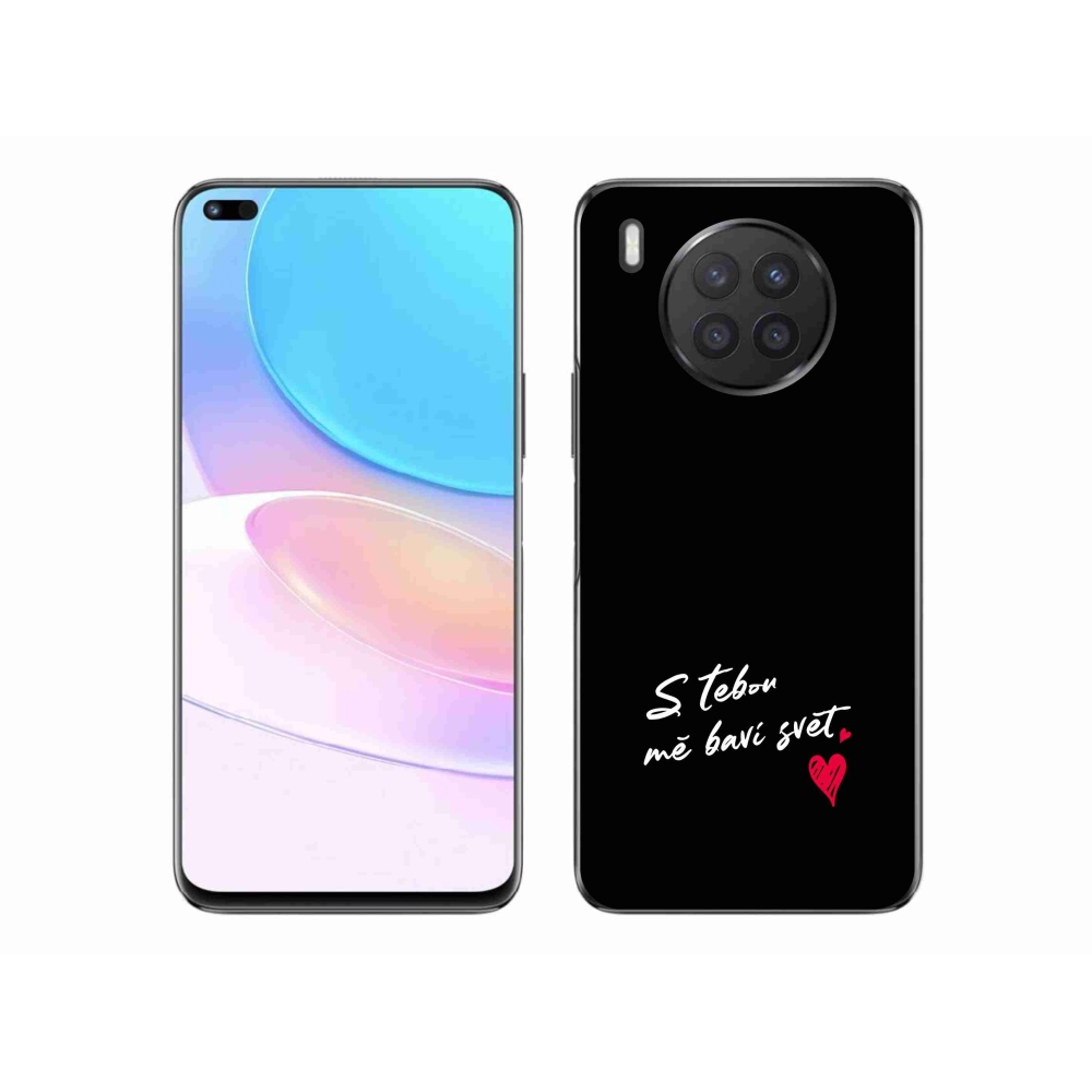 Gél borító mmCase a Huawei Nova 8i - szöveg szerelemben 1 fekete háttérrel